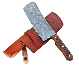 Couteaux de cuisine professionnels personnalisés avec une large lame rectangulaire en acier et un manche en bois confortable pour la cuisine commerciale et le quotidien - Product Image 1