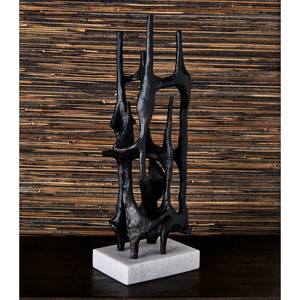 Sculpture moderne en aluminium noir faite à la main avec base en marbre, décoration minimaliste pour table, ornement de décoration intérieure, design haut de gamme, cadeau d'anniversaire - Product Image 1