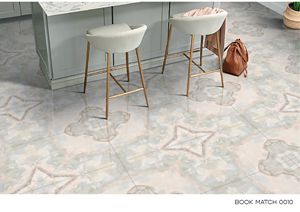 Azulejos de cerámica Bookmatch de 600x1200 mm con diseño de veta continua para paredes decorativas en oficinas comerciales, vestíbulos y residencias de lujo. - Product Image 2