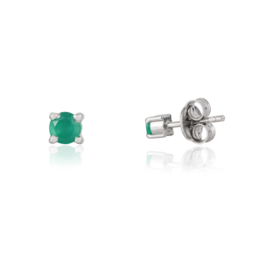 Dainty 925 <b>Sterling</b> <b>Silver</b> Natural Green Onyx Gemstone Tiny <b>Stud</b> Earrings For Women's Jewelry - Product Image 6