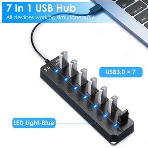 Hub USB 3.0 de 7 Puertos de Alta Velocidad (5Gbps) con Interruptor de Encendido/Apagado Independiente, Expansor de Datos USB para PC - Product Image 2