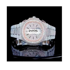 Vvs Moissanite Luxury Quartz Watch Hip Hop Iced Full Diamond Square Dial Pointer Analog Display - Product Image 1
