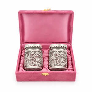 Elegant Indian Decor Glass Dry Fruit Jar Set with Floral Silver Finish Holder Premium Christmas <b>Gift</b> Container <b>Festive</b> Hampers - Product Image 1