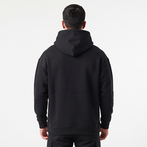 Sweat-shirts tendance, sweat-shirt noir surdimensionné avec grande poche avant et cordon de serrage réglable aux poignets, sweats-shirts personnalisés ODM - Product Image 3
