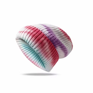 Gorro de Punto Acrílico Puro con Estampado Tie Dye, Gorro Cálido para Unisex con Diseño a Cuadros - Product Image 4