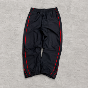 <b>Men</b> Lightweight Windbreaker <b>Jogger</b> Pants With Red Piping Elastic Waist Adjustable Cuffs - Product Image 1