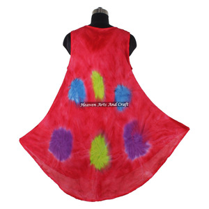 Rayon Fabric Tie Dye Dress for Women Party Wear Tie Dye Long Maxi <b>Hand</b> Made Dress With Sleeveless Tie Dye Round Neck Boho Long - Product Image 4