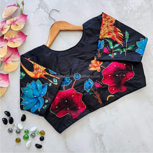 Blusa antigua hecha a mano con estampado de seda pura - Product Image 3