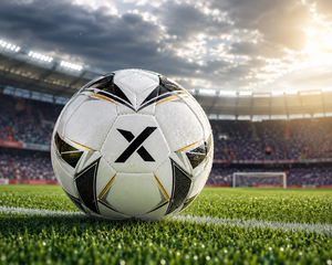 Ballon de football personnalisé X, ballon de football toutes saisons |   Blanc Noir Or |   Logo X |   Fabricant OEM ODM |   Qualité de conception haut de gamme - Product Image 6