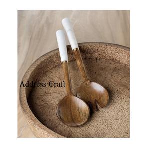 High Quality Acacia Wood <b>Salad</b> <b>Server</b> With Resin Handle Kitchenware Wooden <b>Salad</b> Spoon Set Acacia Cutlery Large Serving Spoon - Product Image 5