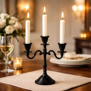 Support de bougie vintage personnalisé en aluminium à 3 bras, candélabre antique en métal, centre de table pour la décoration de la maison et des mariages - Product Image 5