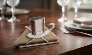Porte-serviettes en métal design canne et chapeau haut de forme pour homme, finition texturée, pour cuisine et salle à manger, commande en gros - Product Image 3