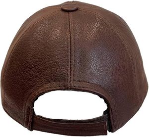 Casquette de baseball en cuir PU noir, 6 panneaux, réglable, unisexe, décontractée, couleur unie, logo sur le pan droit - Product Image 4