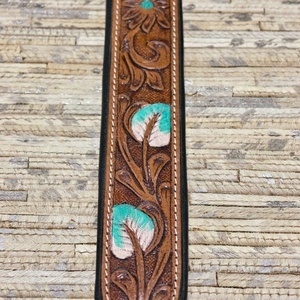 Vintage genuine leather <b>dog</b> collar Sunflower embroidery metal buckle Waterproof bag accessories leather - Product Image 3