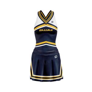 Uniformes de cheerleading sexy personnalisés pour femmes adultes, vente en gros, bleu, polyester/coton, antibactérien, séchage rapide, respirant, coupe ajustée - Product Image 2
