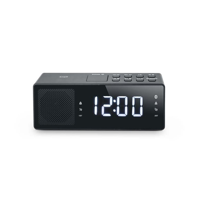 ODM Sleek Design Dual Alarm Home Radio Built-In Speaker Wireless FM PLL LED Display NFC 20 Preset Stations Dimmer Snooze Sleep