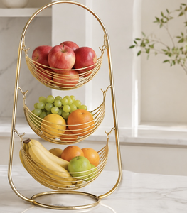 Panier à fruits élégant en fil doré avec poignée, bol de rangement décoratif en métal pour fruits et légumes, pour comptoir de cuisine, table à manger, maison - Product Image 5