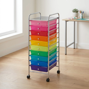 Chariot de rangement de bureau moderne MIT Taiwan avec 10 tiroirs en plastique pour atelier et cuisine - Product Image 5