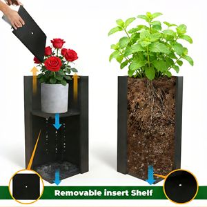 Set di 2 Fioriere in Acciaio Zincato Antiruggine con Traliccio, Cubo da 23,6 Pollici, per Uso Interno ed Esterno, Accessori per Orto Rialzato - Product Image 4