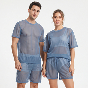 T-shirt en maille transparente haute performance, respirant et léger, 100 % polyester, idéal pour l'été - Product Image 1