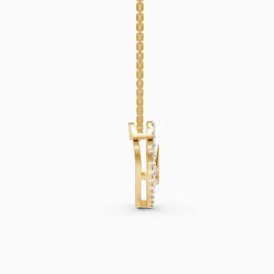 Collar con Colgante de Diamante en Oro Amarillo, Corte Brillante Redondo, Diseño Minimalista, Unisex, para Uso Diario - Product Image 1