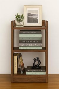 Modern Standing Type Wood Grain 3 <b>Shelf</b> Waterproof Storage Rack Side Table Bookcase Display Holder for Living Room <b>Bedroom</b> - Product Image 5