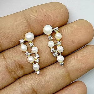 Luxury Freshwater Pearl Drop <b>Earrings</b> <b>Gold</b> Plated <b>Dangle</b> <b>Earrings</b> for Women Elegant Bridal Party Jewelry - Product Image 1