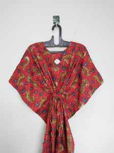 Robe kaftan en coton indien à imprimé tigre, faite à la main, confortable, style bohème, idéale pour la plage - Product Image 2