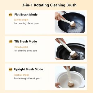 แปรงล้างจานแบบปรับได้ 30/60/90 องศา พร้อมด้ามจับแบบหมุน แปรงล้างขวดด้ามยาวพร้อมที่คีบในตัว แปรงทำความสะอาดแบบขัดทันที - Product Image 3