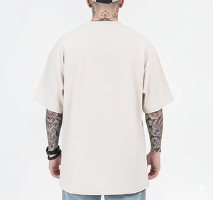 T-shirts pour hommes de haute qualité, 100% coton, poids lourd 230g, col rond, style vintage, surdimensionnés, avec logo personnalisé sur le devant, fabriqués en usine OEM. - Product Image 2