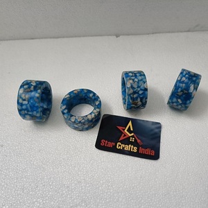 Vintage Style Eco-Friendly Napkin Rings Natural Stone Embedded <b>Epoxy</b> Resin Wedding <b>Table</b> Decorations Napkin Ring Holder Stocked - Product Image 1