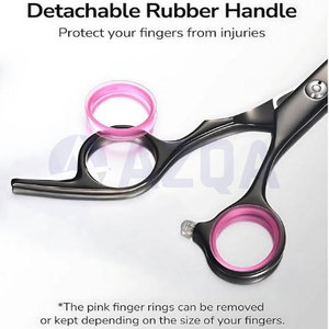 Stainless Steel Professional Hairdressing Scissors With Matte Black Color Coating Silicone Finger <b>Rings</b> And Finger Rest - Product Image 4