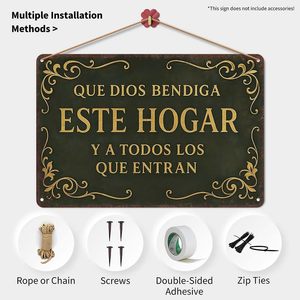 Nuevo Regalo Cristiano para <span class=keywords><strong>el</strong></span> Hogar 2026, Arte de Pared Rústico Vintage de Aluminio de 8x12 Pulgadas con Impresión UV, en <span class=keywords><strong>Español</strong></span>: Dios Bendiga Este Hogar - Product Image 3