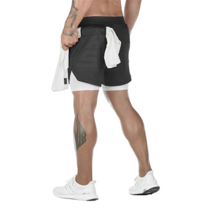 Men's Olive Green Quick Dry Sport Shorts <b>Mid</b> Waist Drawstring Solid Knitted Polyester Athletic Wear - Product Image 6