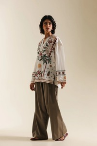 White Embroidered Cotton Kurta For Women Boho Style Loose Fit Casual Wear Indian Pakistani Ethnic Summer Outfit - Product Image 5