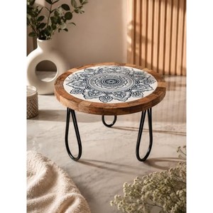 ฐานวางเค้กไม้กระถินลายแมนดาลาโบฮีเมียนเพ้นท์มือ ขายส่ง |   โมราบาดาบัด - Product Image 4