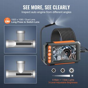 Cámara Endoscópica Industrial de Doble Lente con Pantalla de 4.3 Pulgadas, Inspección 1080P, 8+1 Luces, Zoom 4X, Boroscopio Impermeable IP67 para Uso Industrial - Product Image 2