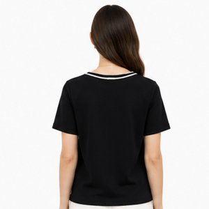 T-shirt personnalisé pour femme, vintage, en spandex, nouvelle collection été 2026, simple, uni, à manches courtes - Product Image 5