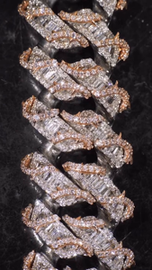 Two Tone Rose Gold & <b>Silver</b> 925 Moissanite Diamond <b>Cuban</b> <b>Chain</b> 18mm 100 CT Iced Out Hip Hop Necklace - Product Image 3