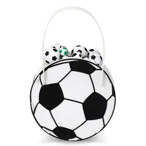 Upin DIY Sport Themed Soccer Party Favors Bag Felt Goody Treat Bucket Gift Bags Easter Basket for Kids