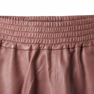 <b>Women's</b> Dusty <b>Pink</b> Elastic Waist Faux Leather A-Line Midi <b>Skirt</b> - Product Image 4
