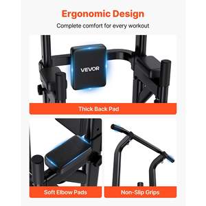 Station de musculation Power Tower avec barre de traction 330 LBS, base stable en forme de H, coussin dorsal réglable sur 12 niveaux, barre de traction autoportante - Product Image 6