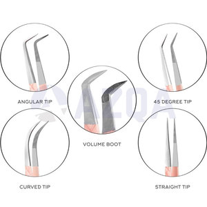 Lot de 5 pinces à cils en acier inoxydable pour extensions de cils – Angulaires, courbées, droites, à 45 degrés, à pointes dentelées – Parfaites pour le coiffage des cils - Product Image 4