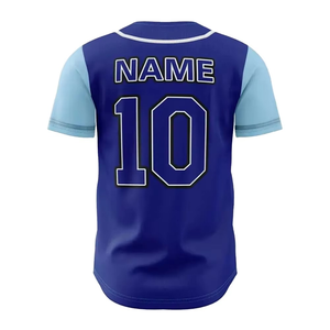Camiseta de Béisbol Personalizada con Nombre Impreso por Sublimación, 10 Mangas Azul Claro, Unisex, para Adultos, para Equipos, para Todas las Temporadas - Product Image 5
