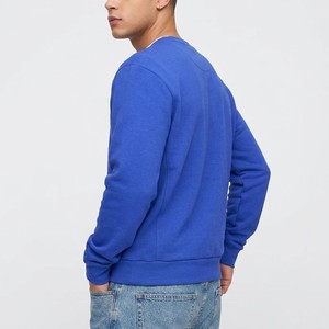 Sweat-shirt à col rond bleu royal pour homme, en coton premium, pull décontracté, streetwear, couleur unie, manches longues, automne - Product Image 3
