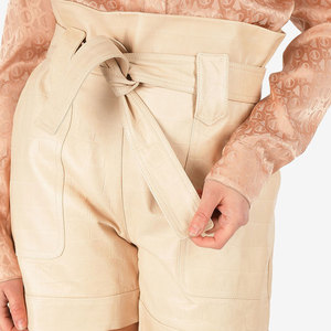 Genuine Cowhide Leather Streetwear Women's Shorts-Waterproof & Breathable <b>Low</b> MOQ Fully Customized - Product Image 3