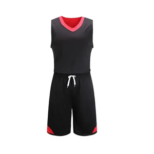 Maillot de basketball professionnel personnalisé 2026, réversible noir et rouge, par sublimation, uniformes de basketball OEM - Product Image 1