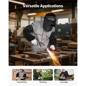 Maniche Protettive per Saldatura Resistenti alle Fiamme, in Pelle Bovina e Cotone FR, Protezione per Braccia da Uomo - Product Image 6