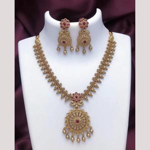 Conjunto de Joyería Nupcial con Perlas de Imitación Chapadas en Oro Fino y Piedras de Pota Mate - Product Image 1