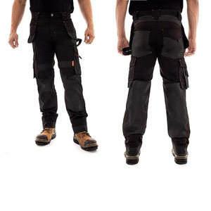 Men's Black Hi Visibility Work Pants Multiple Pockets Abrasion Resistant Polyester Material CE Certified Uniform Workwear - Product Image 6